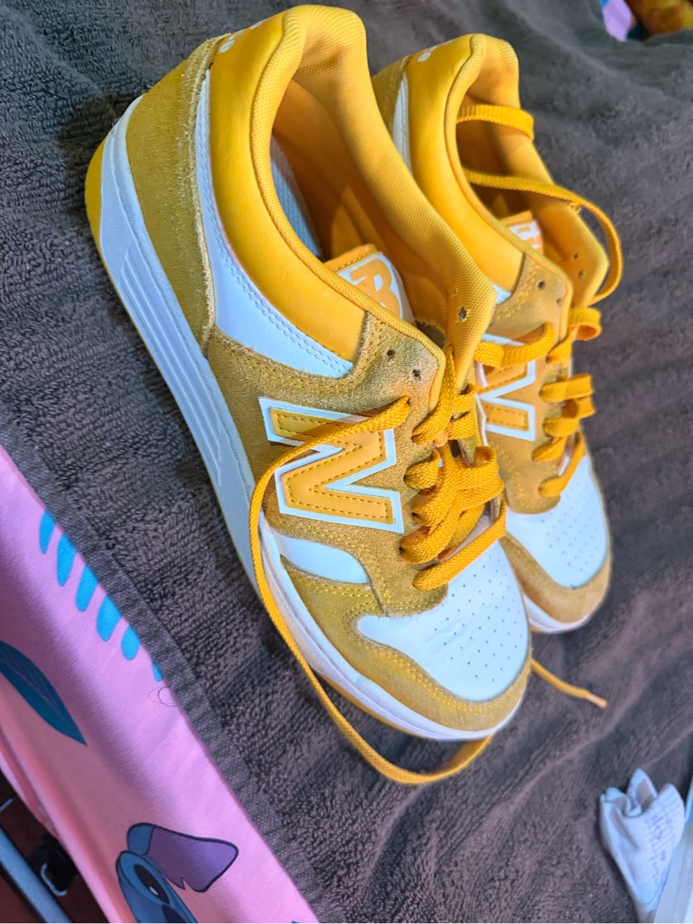 New Balance Yellow & White Kids Sneakers - Low Top Athletic Shoes